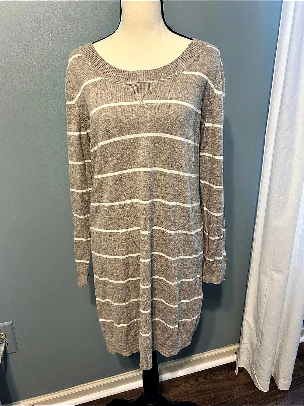 Banana Republic Striped Crewneck Sweater Brown & White Medium